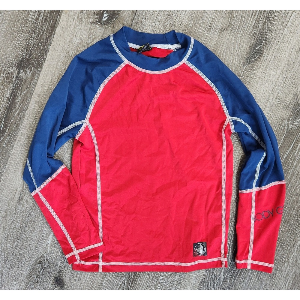 Body Glove Boys Red Navy Blue Long Sleeve Rash Guard Swim Shirt Size: 8
